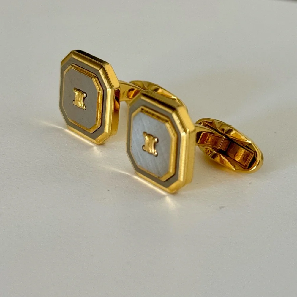 Celine Silver and Gold Cuff Links